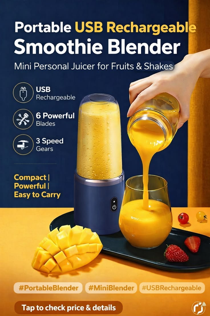 Portable USB Rechargeable Blender & Juicer – Personal Smoothie Maker